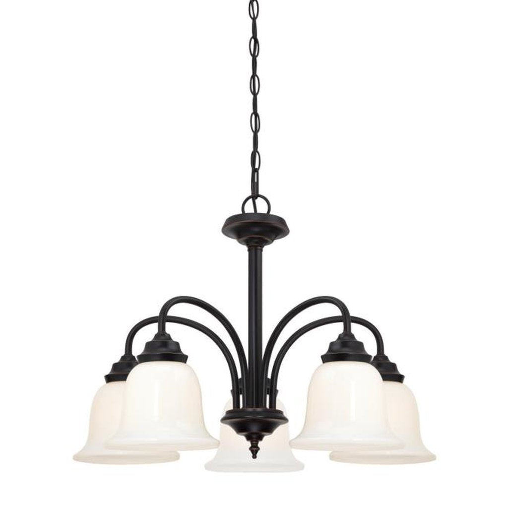 Westinghouse 630425048 Chandelier Fixture 5Lt Chand Amber Brnz w/White