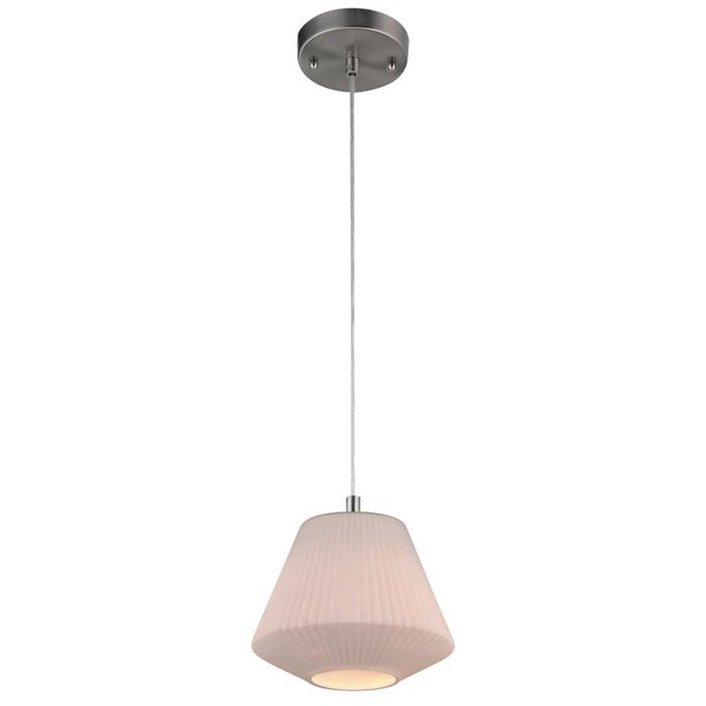 Westinghouse 6101191 Pendant Fixture 1Lt Mini Pend BN with Wht Sh