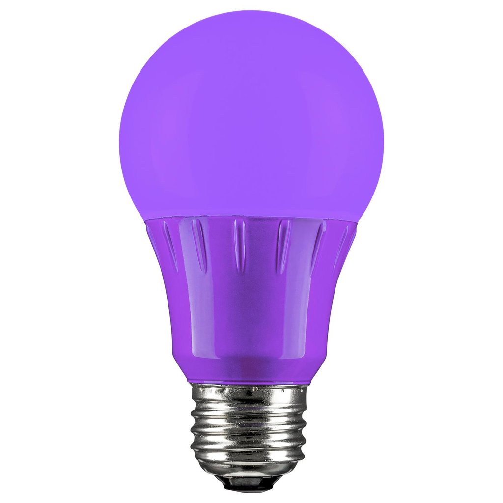 6 pack - Sunlite 80132-SU 3W A19 Purple LED Light Bulb