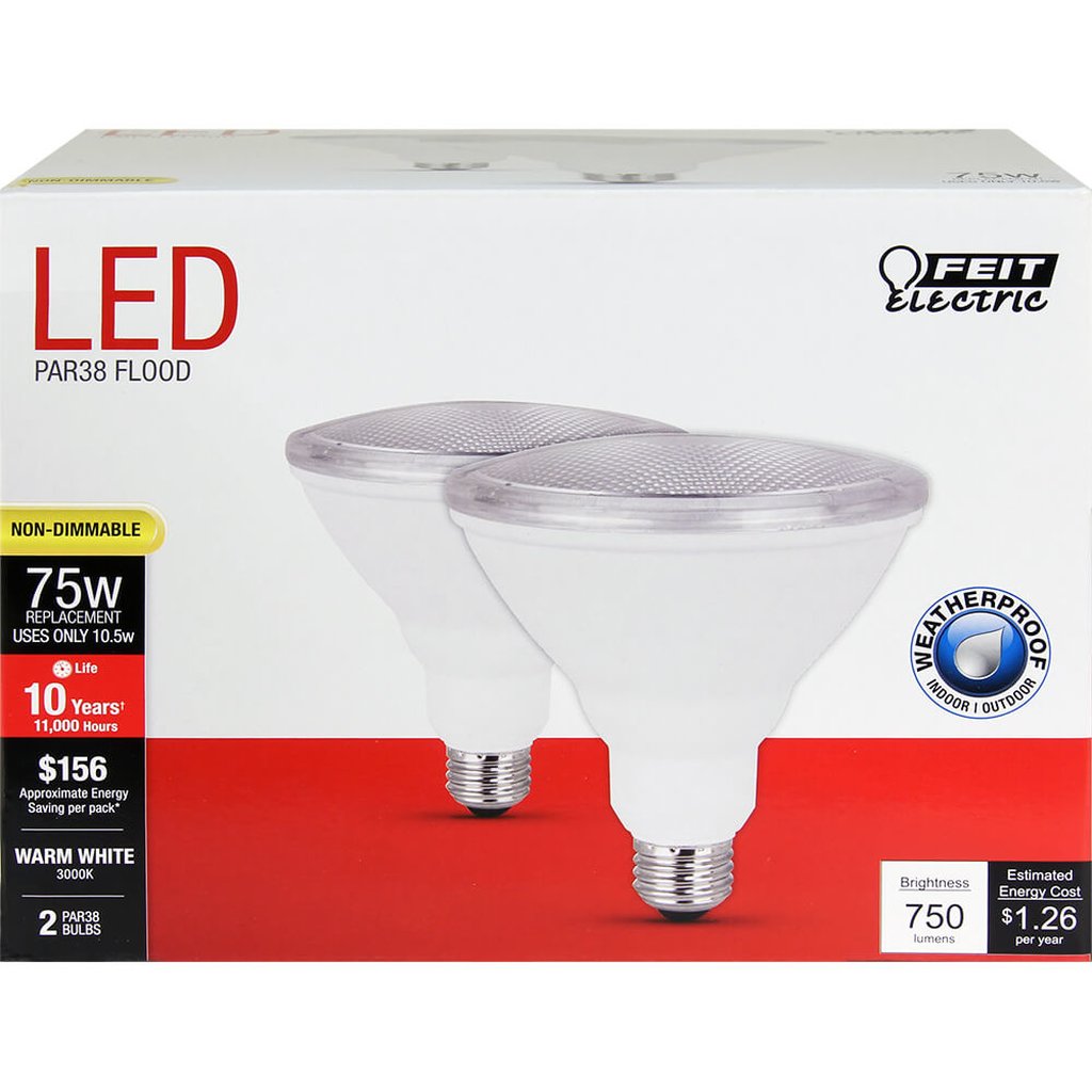 12 pack - Feit Electric PAR3875/10KLED/2 10.5W PAR38 Warm White LED