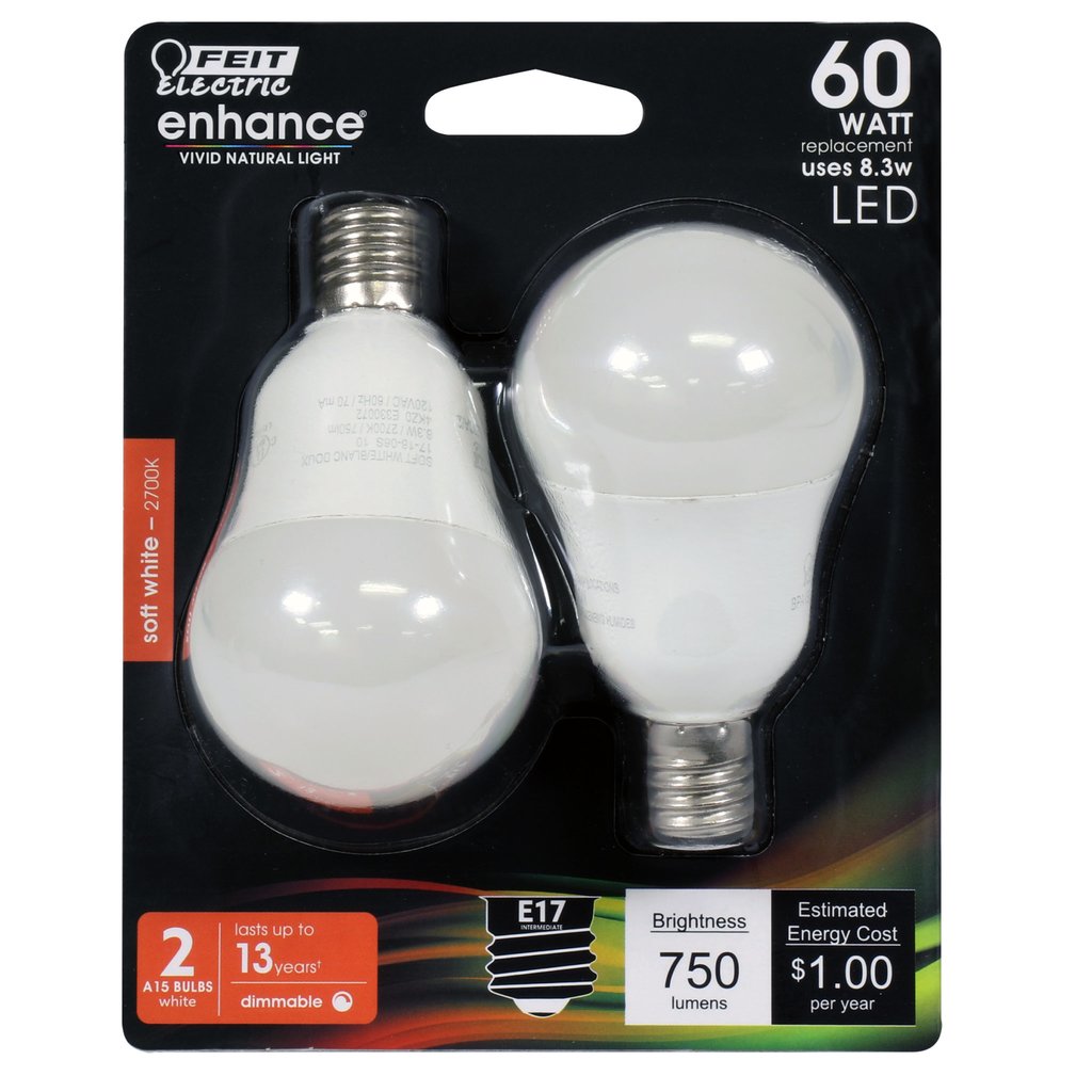 12 pack - Feit Electric BPA1560N/927CA/2 8.3W A15 Soft White LED