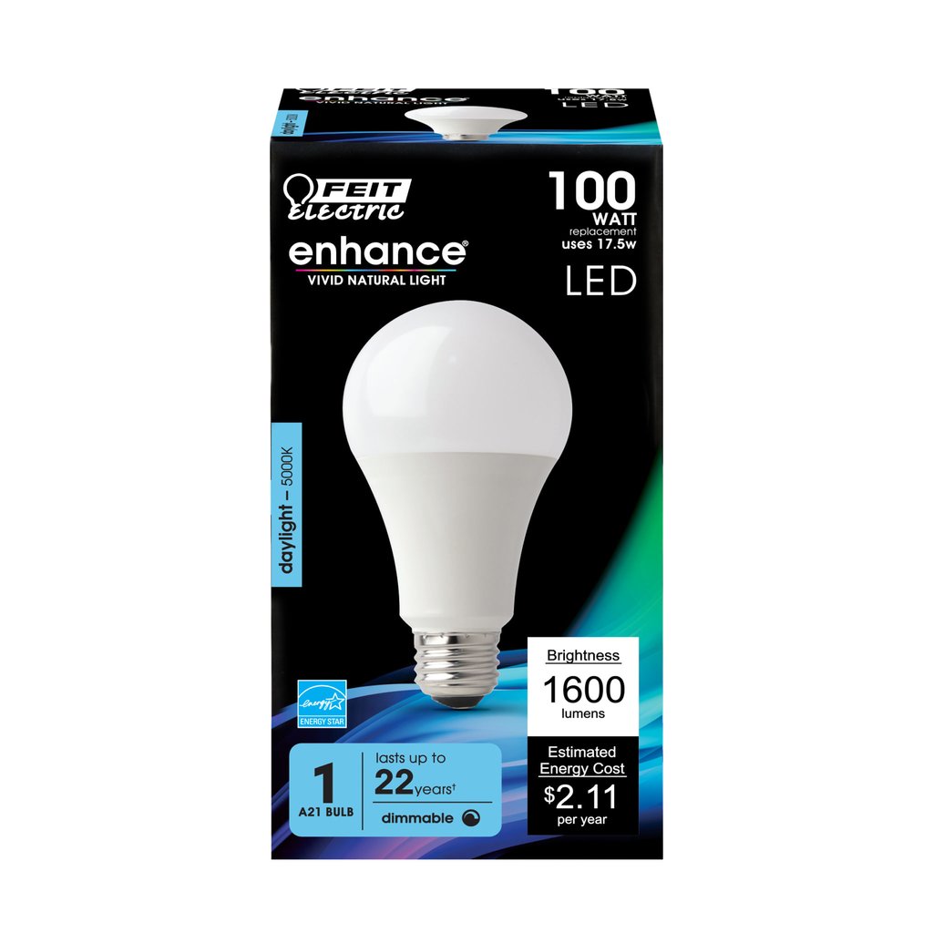 4 pack - Feit Electric OM100DM/950CA 17.5W A21 Daylight LED Light Bulb