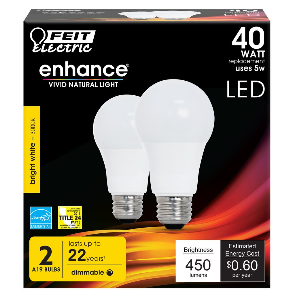 24 pack - Feit Electric OM40DM/930CA/4 5W A19 Bright White LED