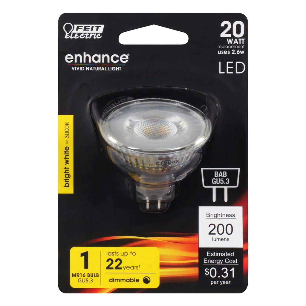 Feit Electric BPBAB/930CA 2.6W MR16 Bright White LED Light Bulb