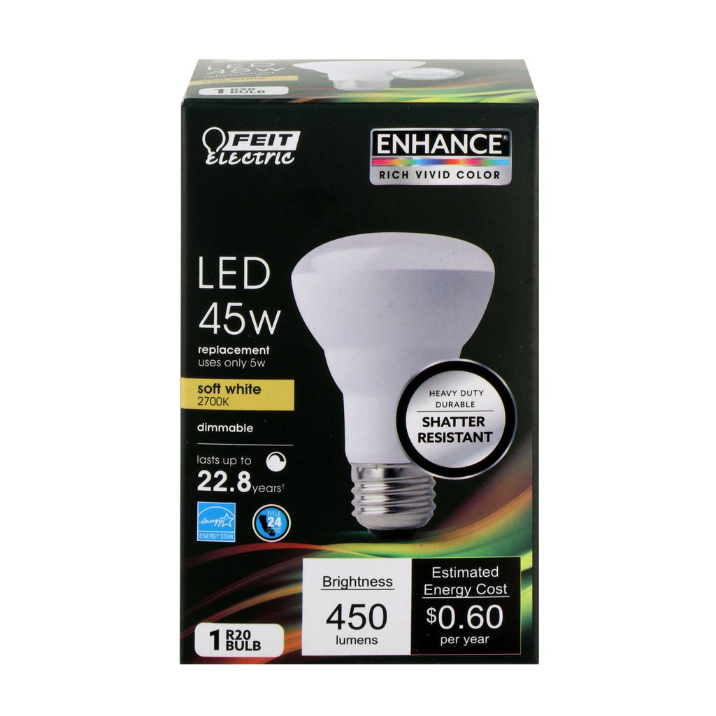 4 pack - Feit Electric R20DM/927CA 5W R20 Soft White LED Light Bulb