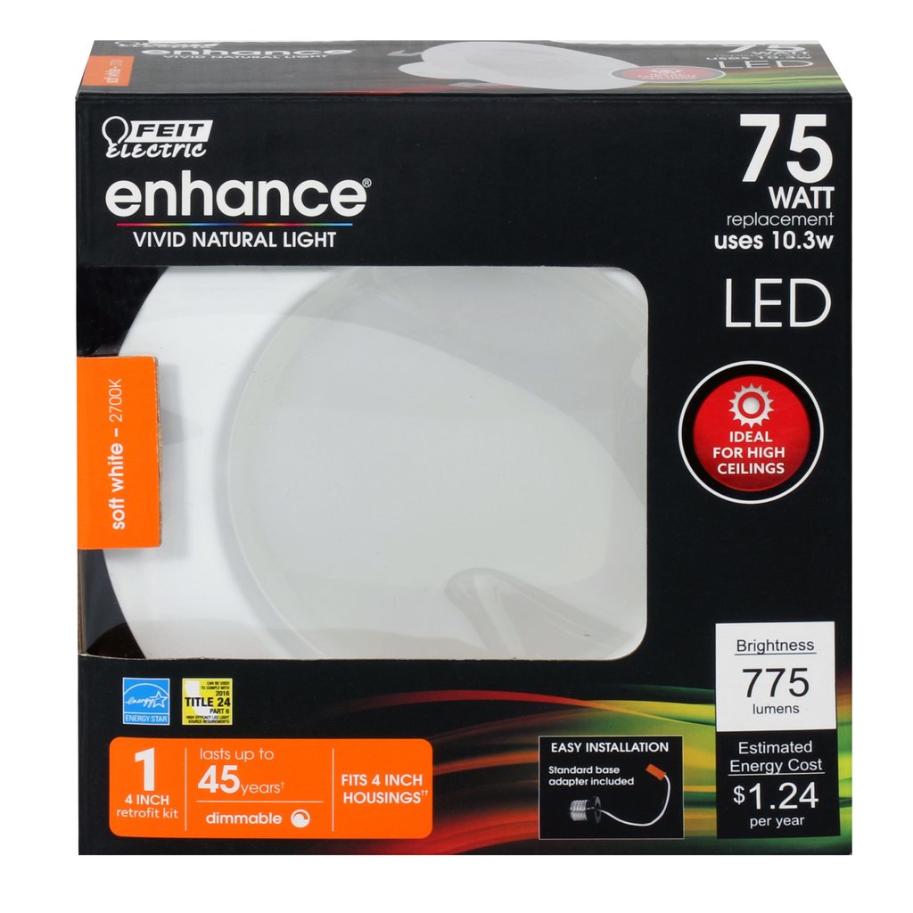 6 pack - Feit Electric LEDR4HO/927CA 10.3W 4" Round LED Downlight