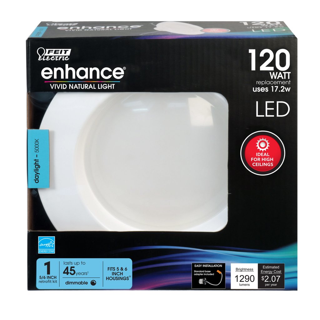 6 pack - Feit Electric LEDR56HO/950CA 17.2W 5/6" Round LED Downlight