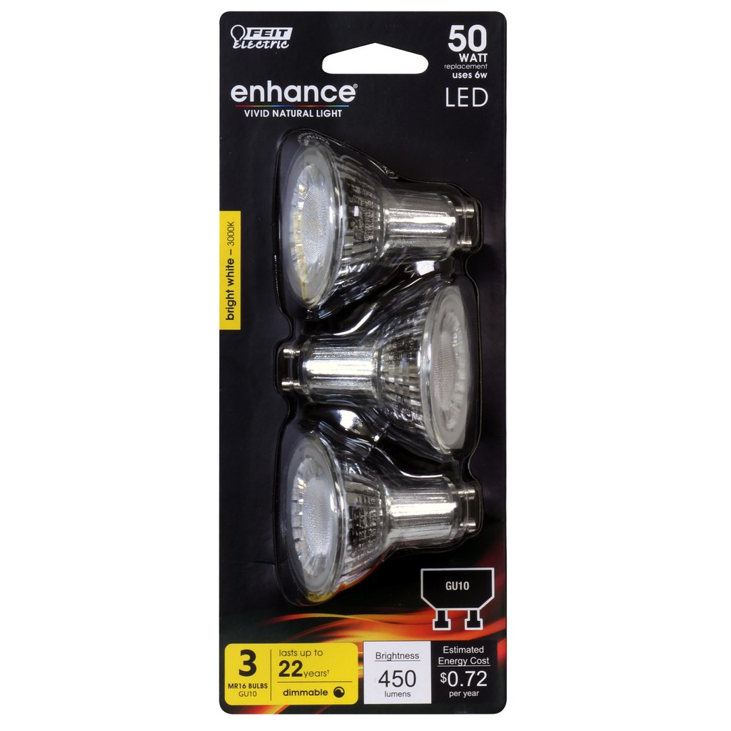 6 pack - Feit Electric BPMR16GU10500930CA/3 6W MR16 Bright White LED
