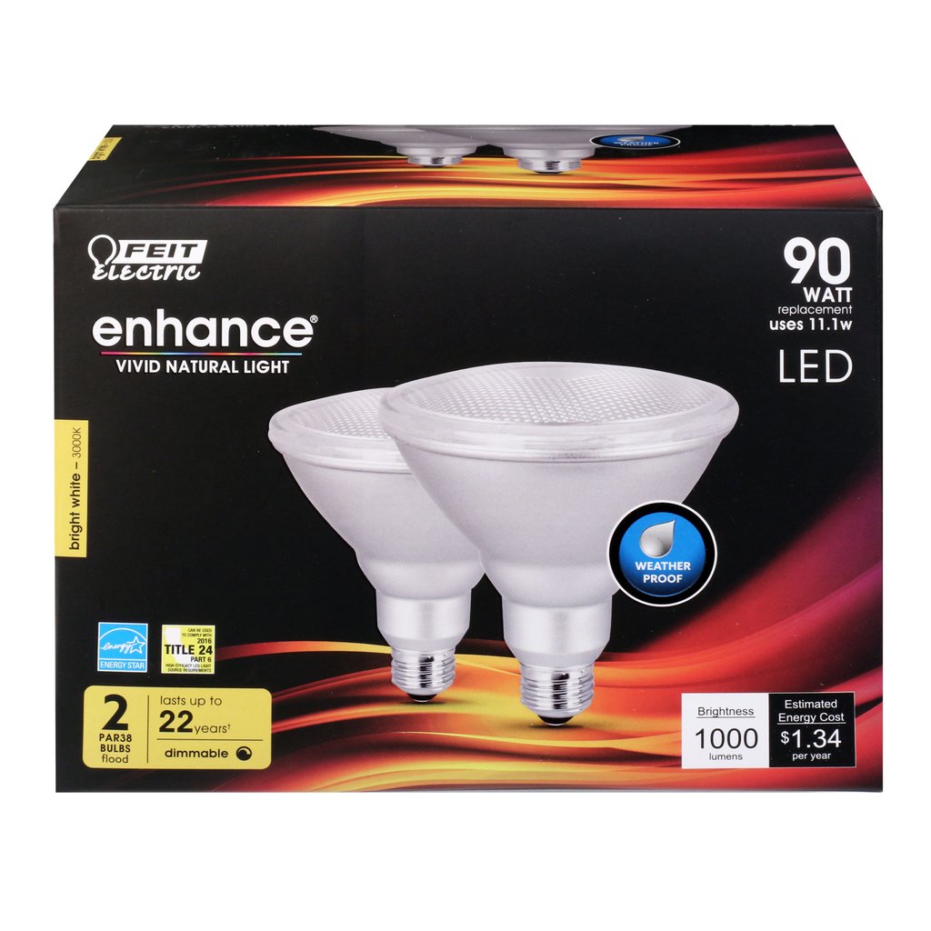 2 pack - Feit Electric PAR38DM/930CA/2 11.1W PAR38 Bright White LED