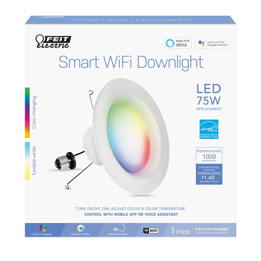4 pack - Feit Electric LEDR6/RGBW/AG 11.1W LED Dimmable Fixture 6"