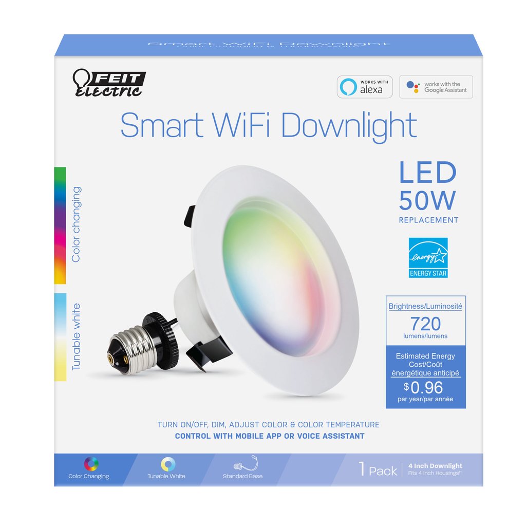 4 pack - Feit Electric LEDR4/RGBW/AG 8W LED Dimmable Fixture 4" RGBW