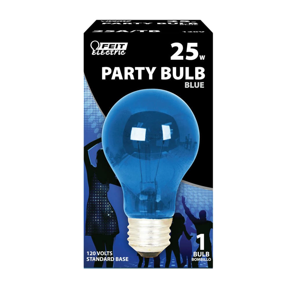 6 pack - Feit Electric 25A/TB/RP 25W A19 Blue Incandescent Light Bulb