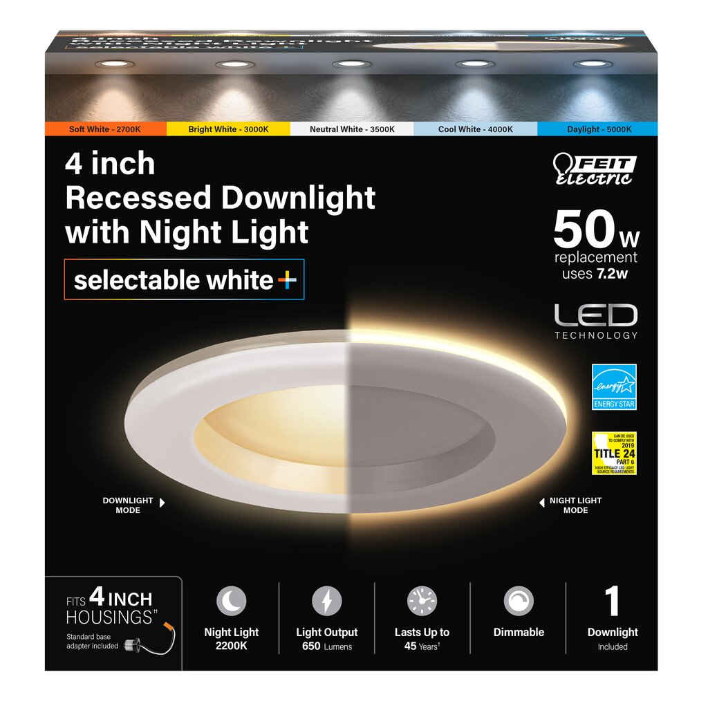 Feit Electric LEDR4/NL/5CCTCA 7.5W 4" Round LED Downlight Dimmable