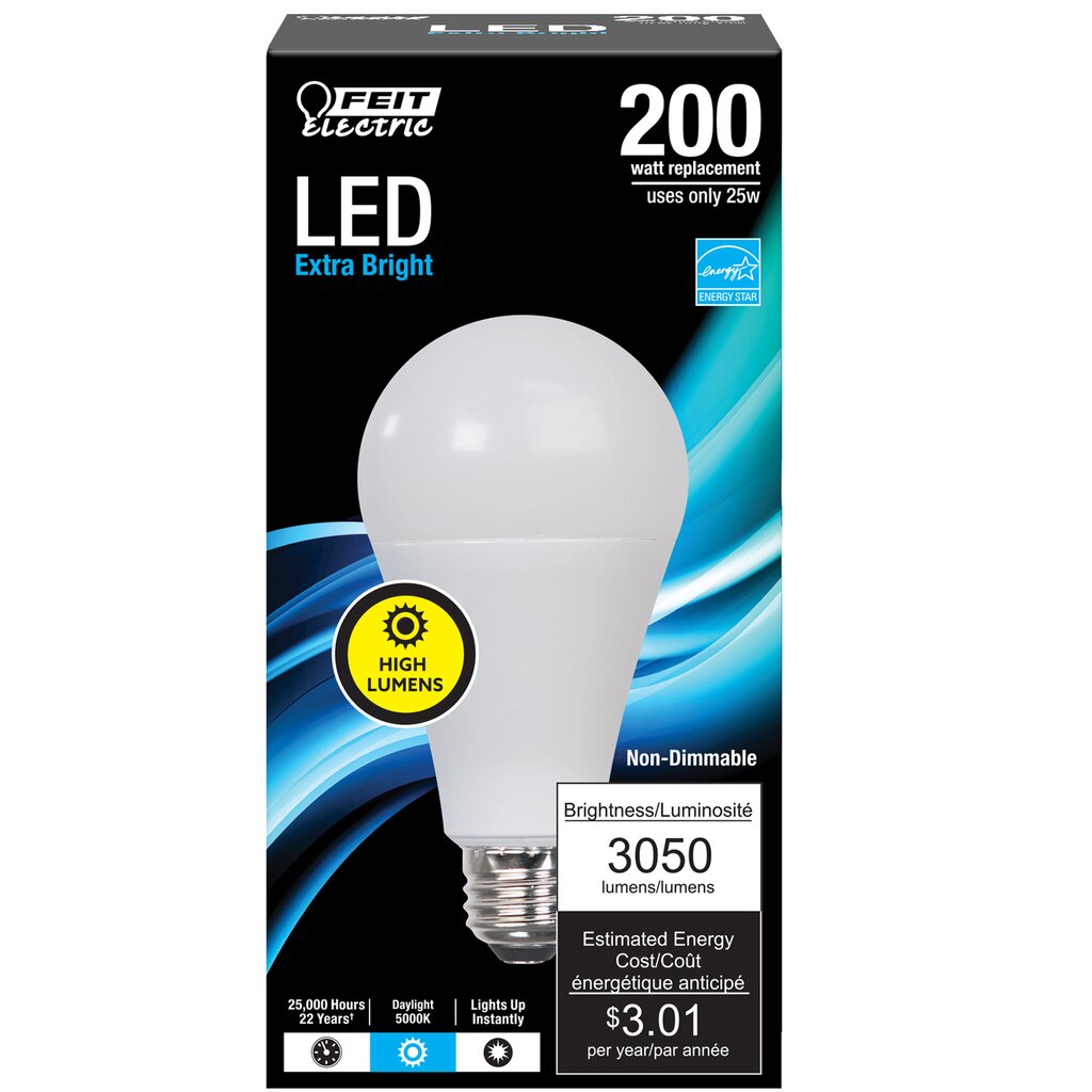 4 pack - Feit Electric OM200/850/LED 25W A21 LED Light Bulb