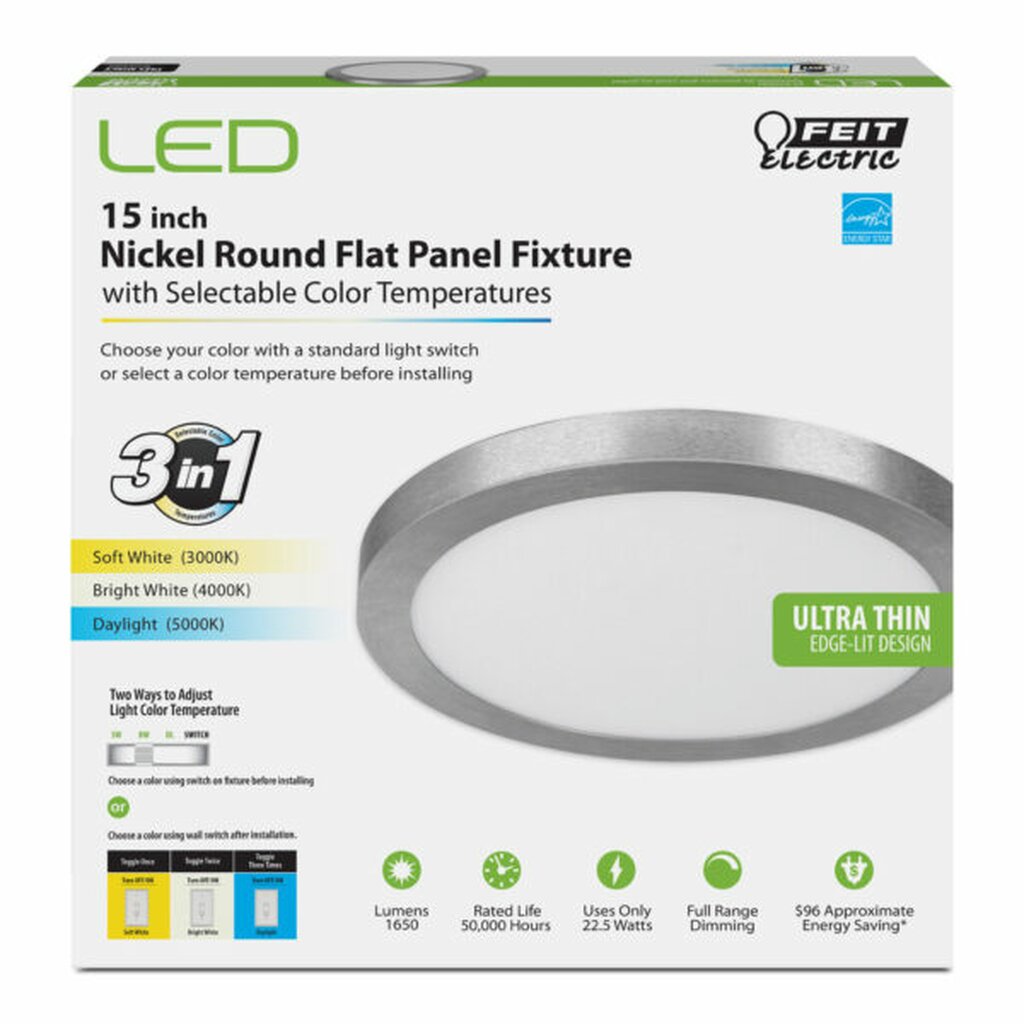 2 pack - Feit Electric FP15/4WY/NK 22.5W LED Dimmable Fixture 1650