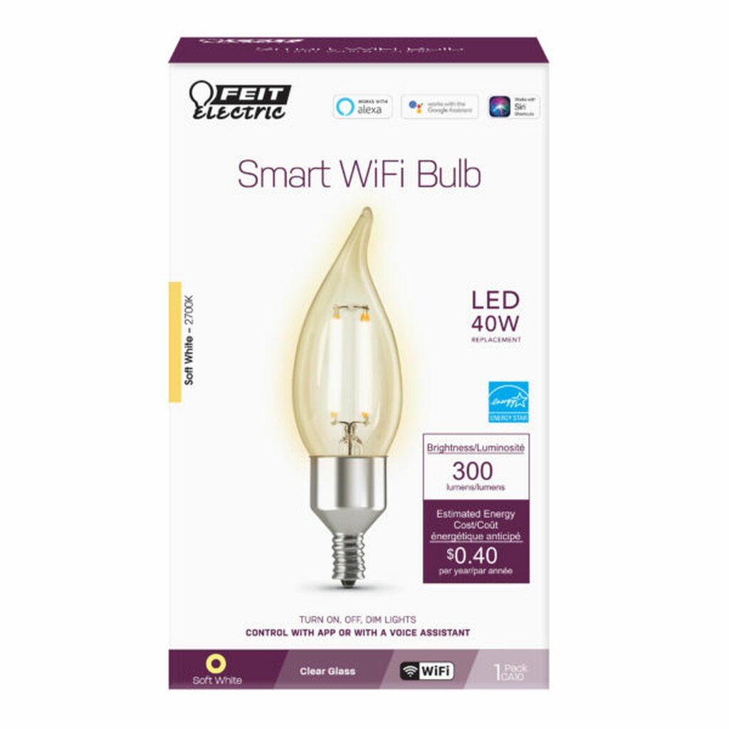4 pack - Feit Electric CFC40/927CA/FIL/AG 3.3W B10 Warm White