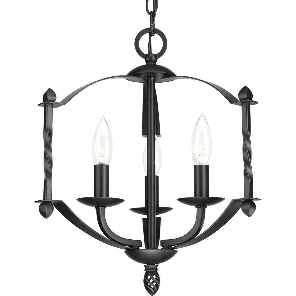 Progress Lighting P4709-31 Chandelier Fixture A black iron frame with