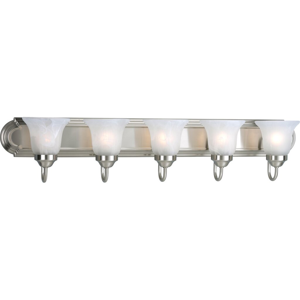Progress Lighting P3055-09 Bath Fixture Five-light bath bracket on an