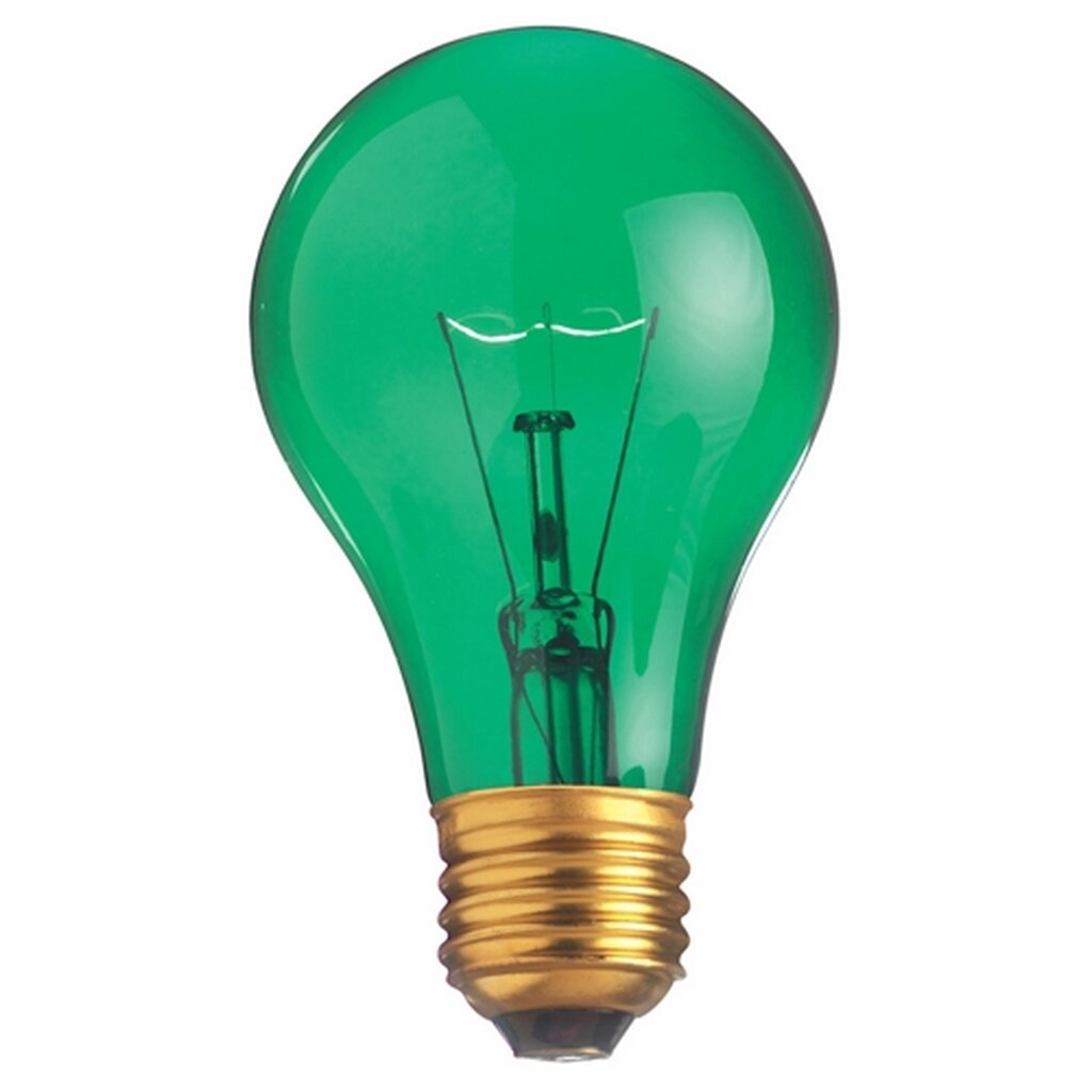 12 pack - Satco S6081 25W A19 Green Light Bulb