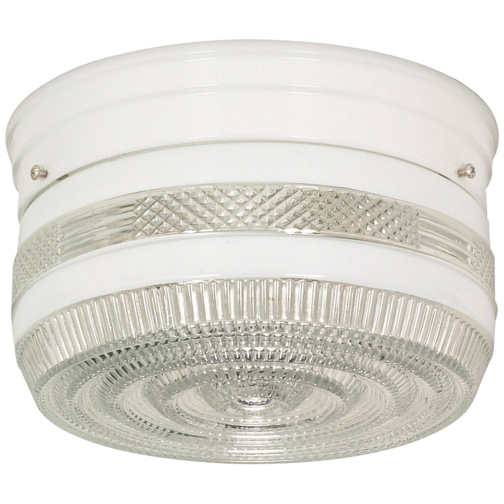 Satco 77/098 Fixture 2 Light - 8 Flush Mount Medium Crystal / White
