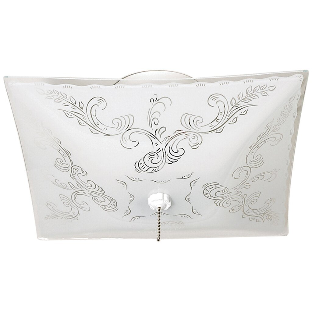 Satco 77/392 Fixture 2 Light - 12 Ceiling Square Floral / w/Pull Chain