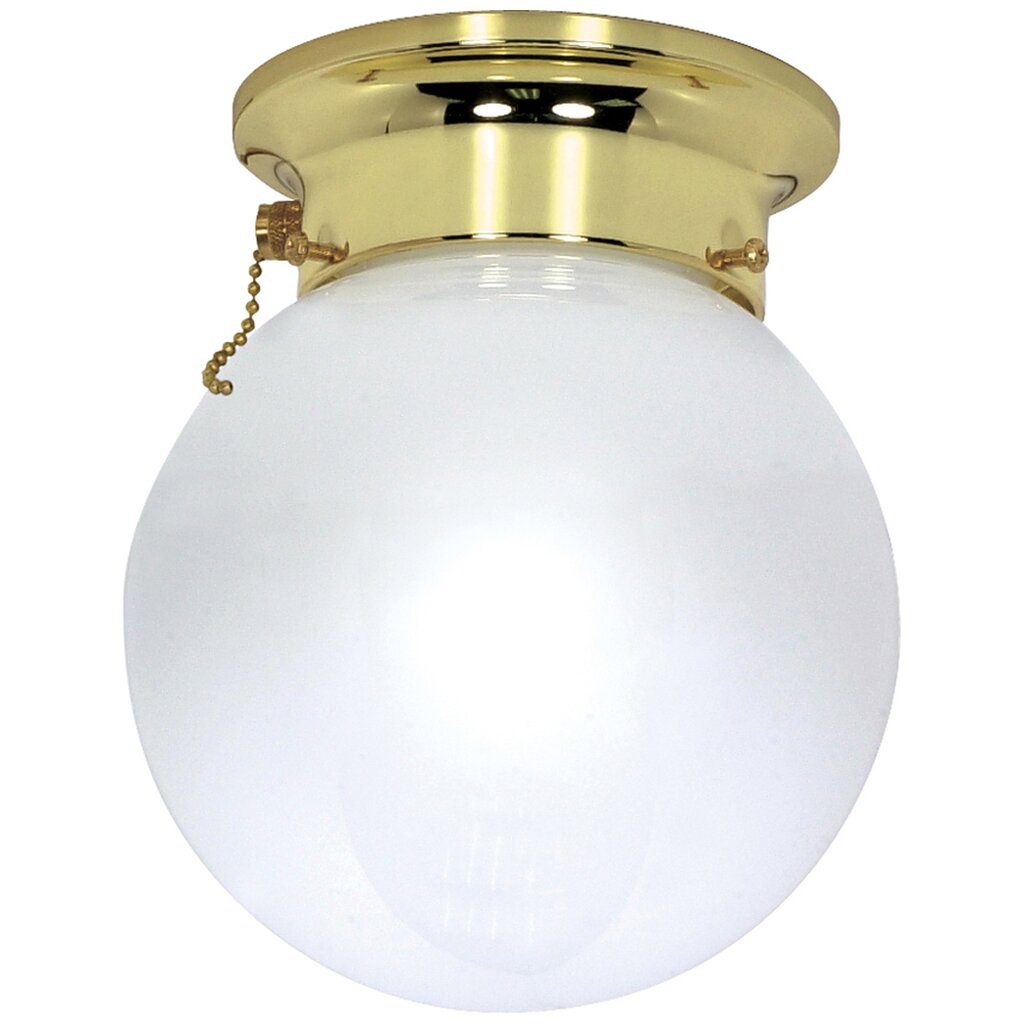 Satco 60-295 Flush Mount Fixture 1 Light; 6 in.; Ceiling Mount; White