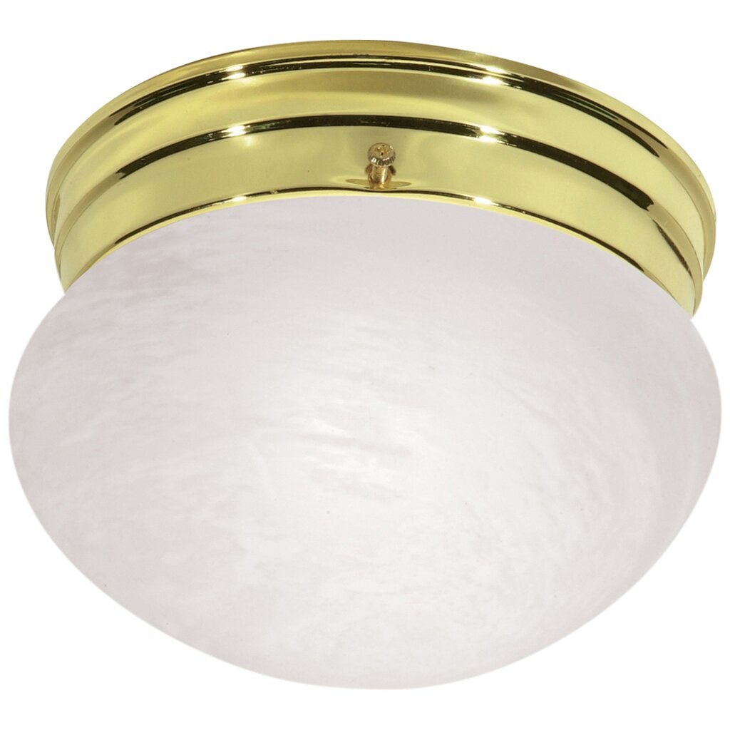 Satco 76/672 Fixture 1 Light - 8 Flush Mount Small Alabaster Mushroom