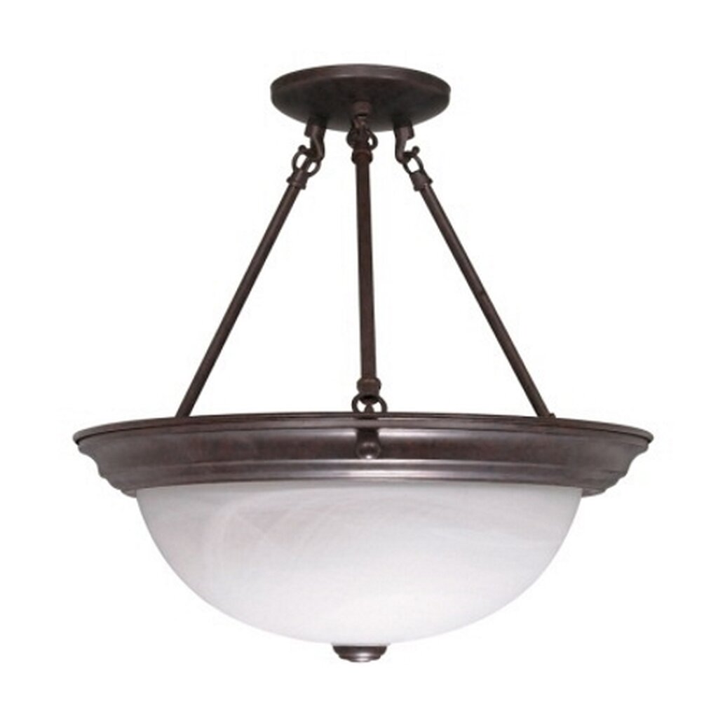 Satco 60-210 Semi Flush Fixture 3 Light; 15 in.; Semi-Flush; Alabaster