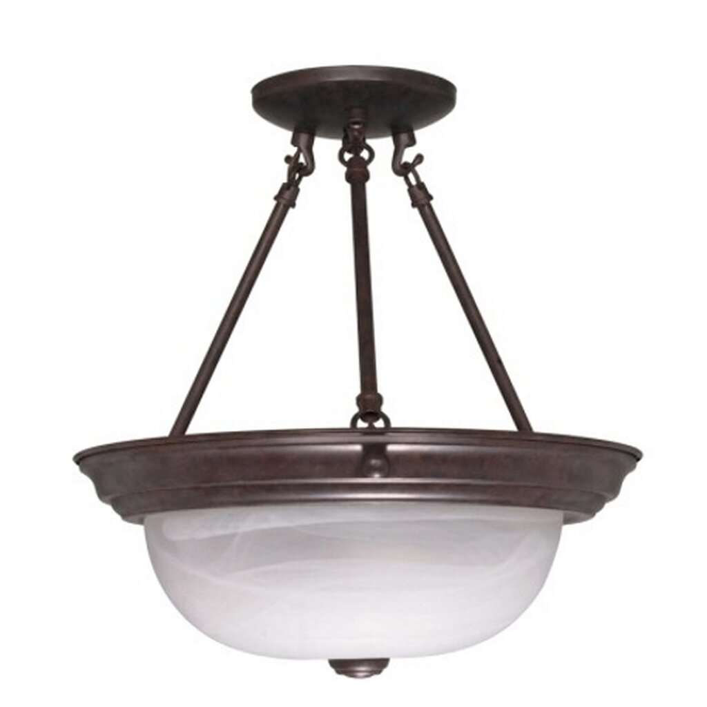 Satco 60-209 Semi Flush Fixture 2 Light; 13 in.; Semi-Flush; Alabaster
