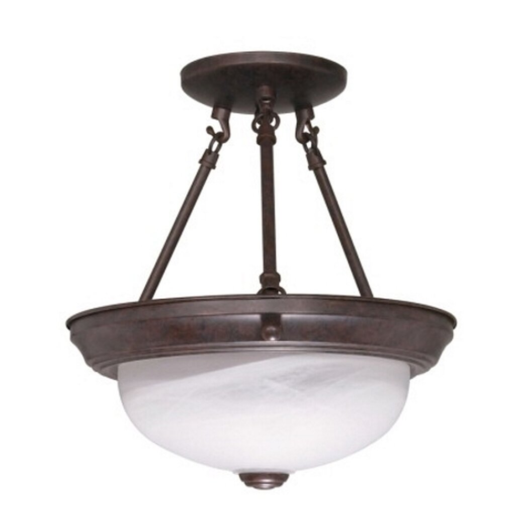 Satco 60-208 Semi Flush Fixture 2 Light; 11 in.; Semi-Flush; Alabaster