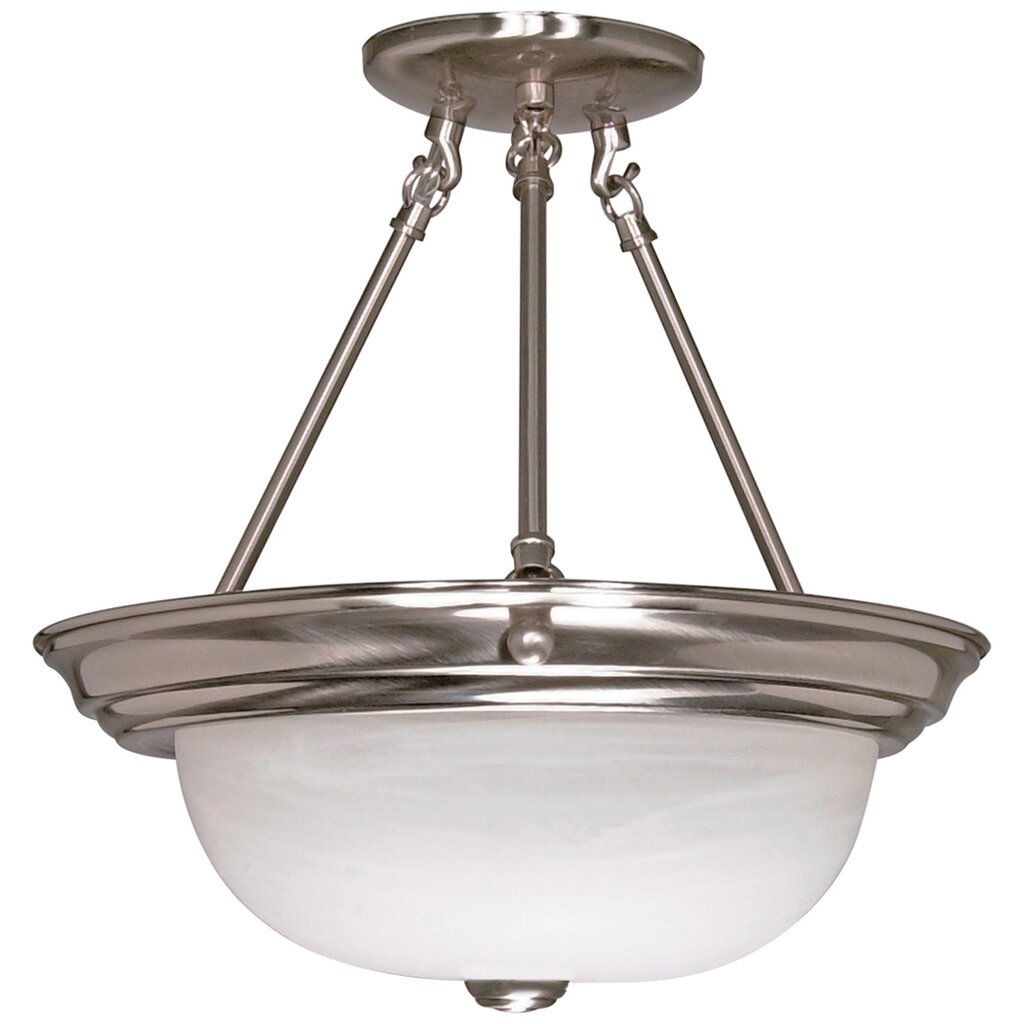 Satco 60-202 Semi Flush Fixture 3 Light; 15 in.; Semi-Flush; Alabaster