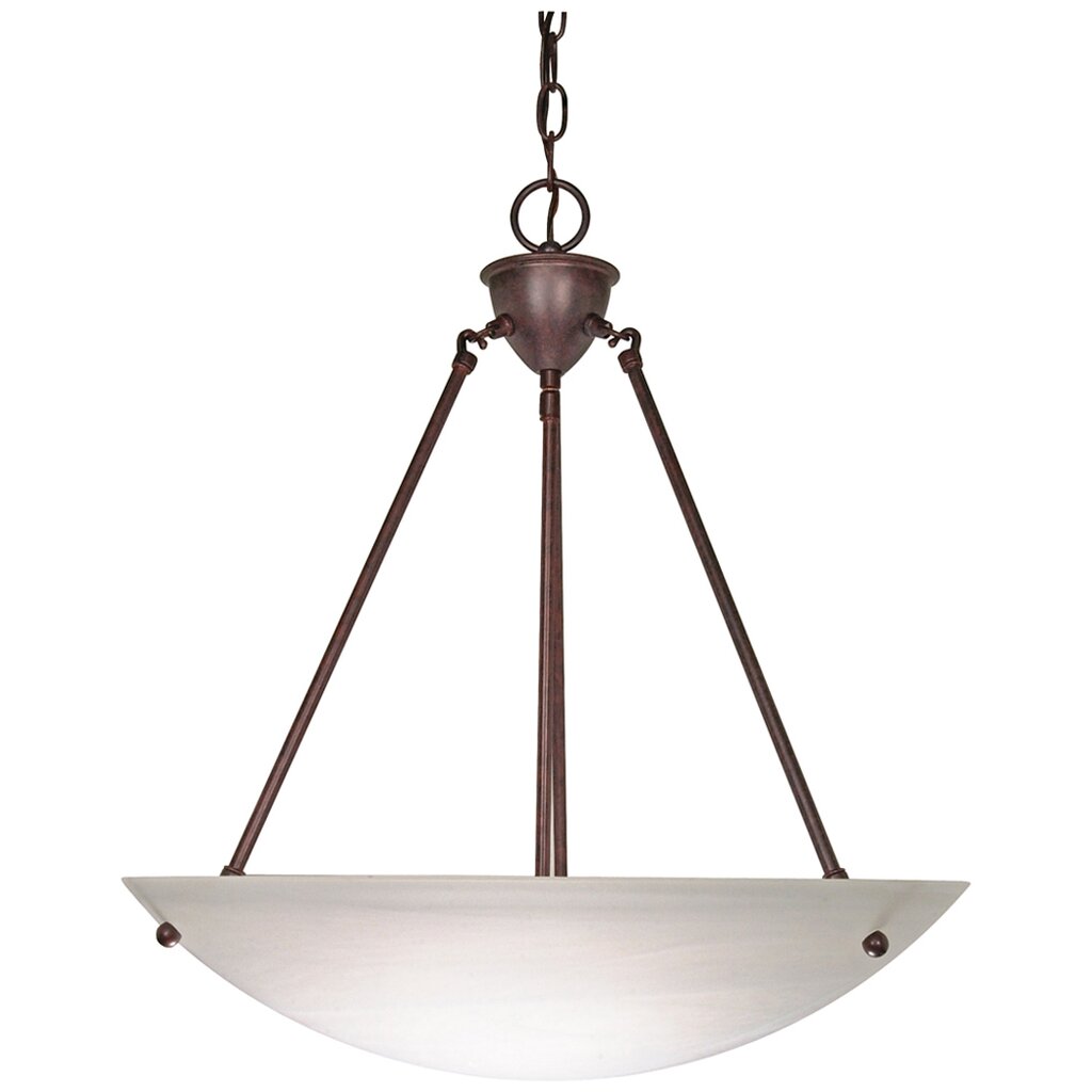 Satco 60-371 Pendant Fixture 3 Light; 23 in.; Alabaster Glass Bowl