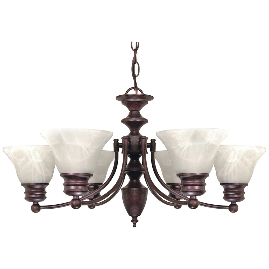 Satco 60-358 Chandelier Fixture Empire; 6 Light; 26 in.; with