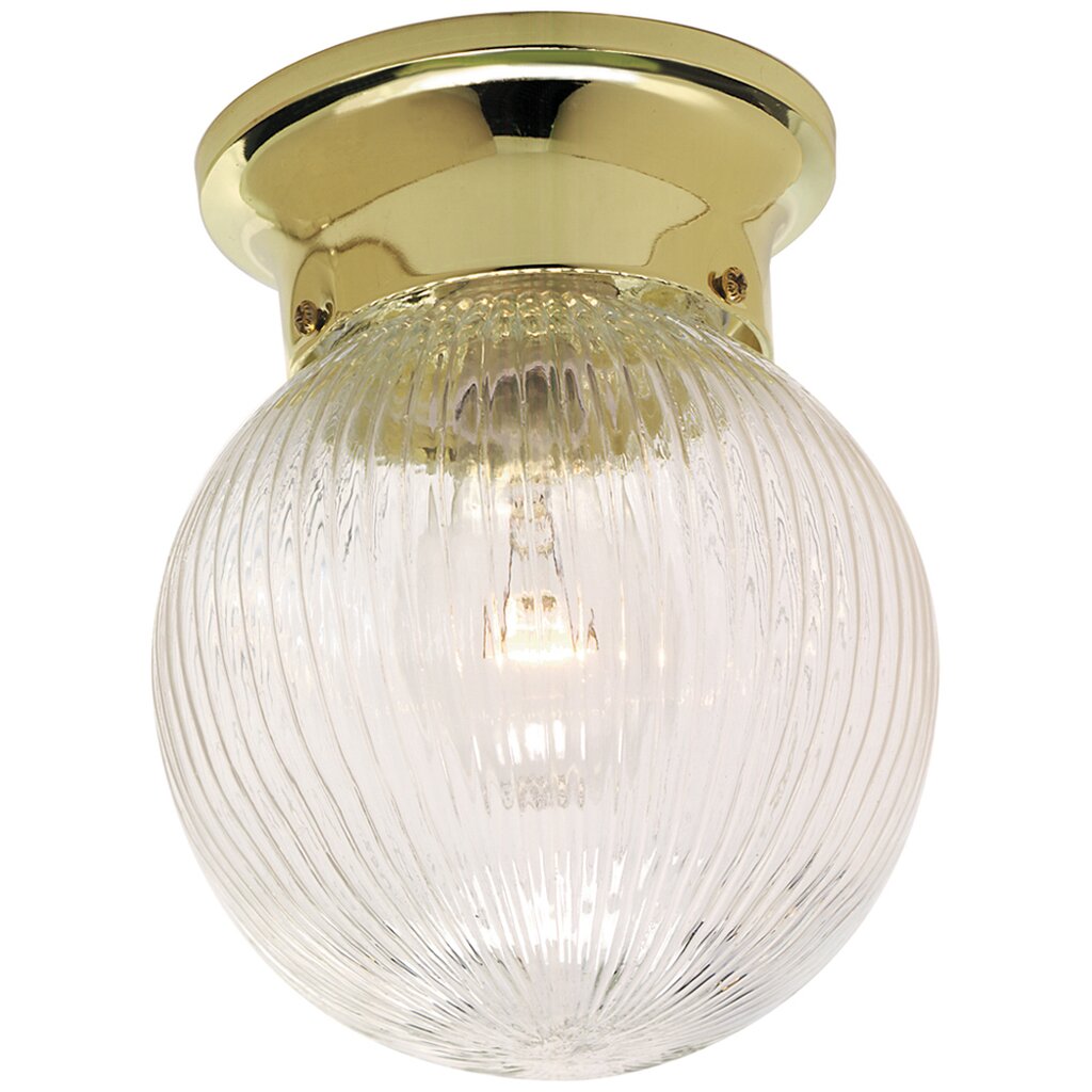 Satco 76/256 Fixture 1 Light - 6 Ceiling Clear Ribbed Ball Polished