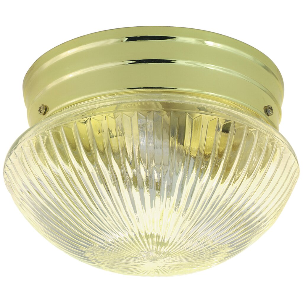 Satco 76/250 Fixture 1 Light - 8 Flush Mount Small Clear Ribbed