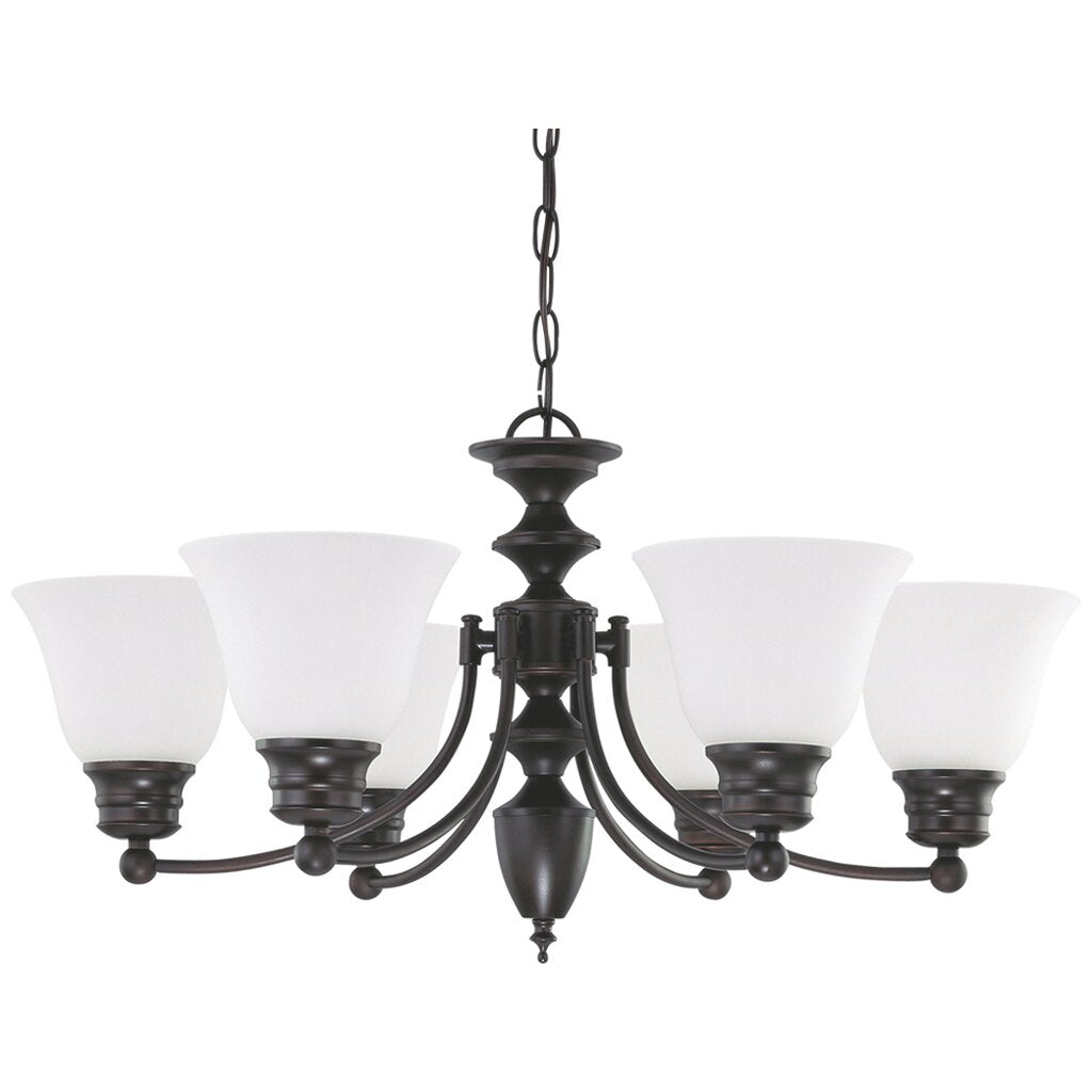 Satco 60-3169 Chandelier Fixture Empire; 6 Light; 26 in.; with Frosted