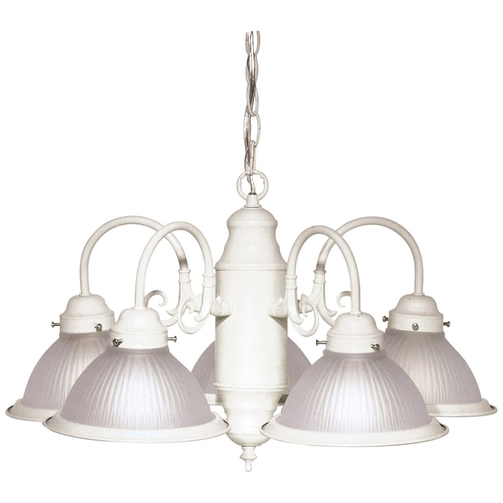 Satco 76/693 Fixture 5 Light - 22 Chandelier With Frosted Ribbed