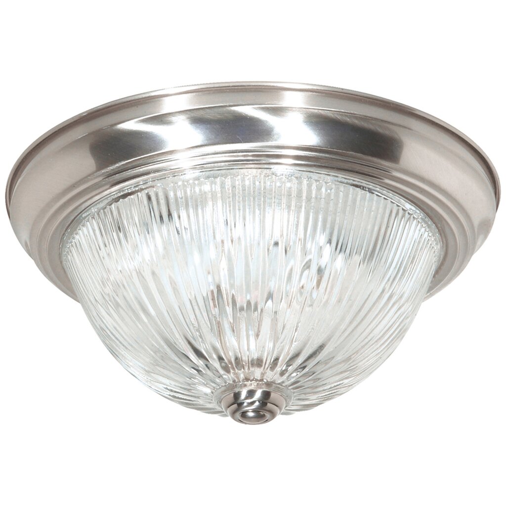 Satco 76/611 Fixture 3 Light - 15 Flush Mount Clear Ribbed Glass