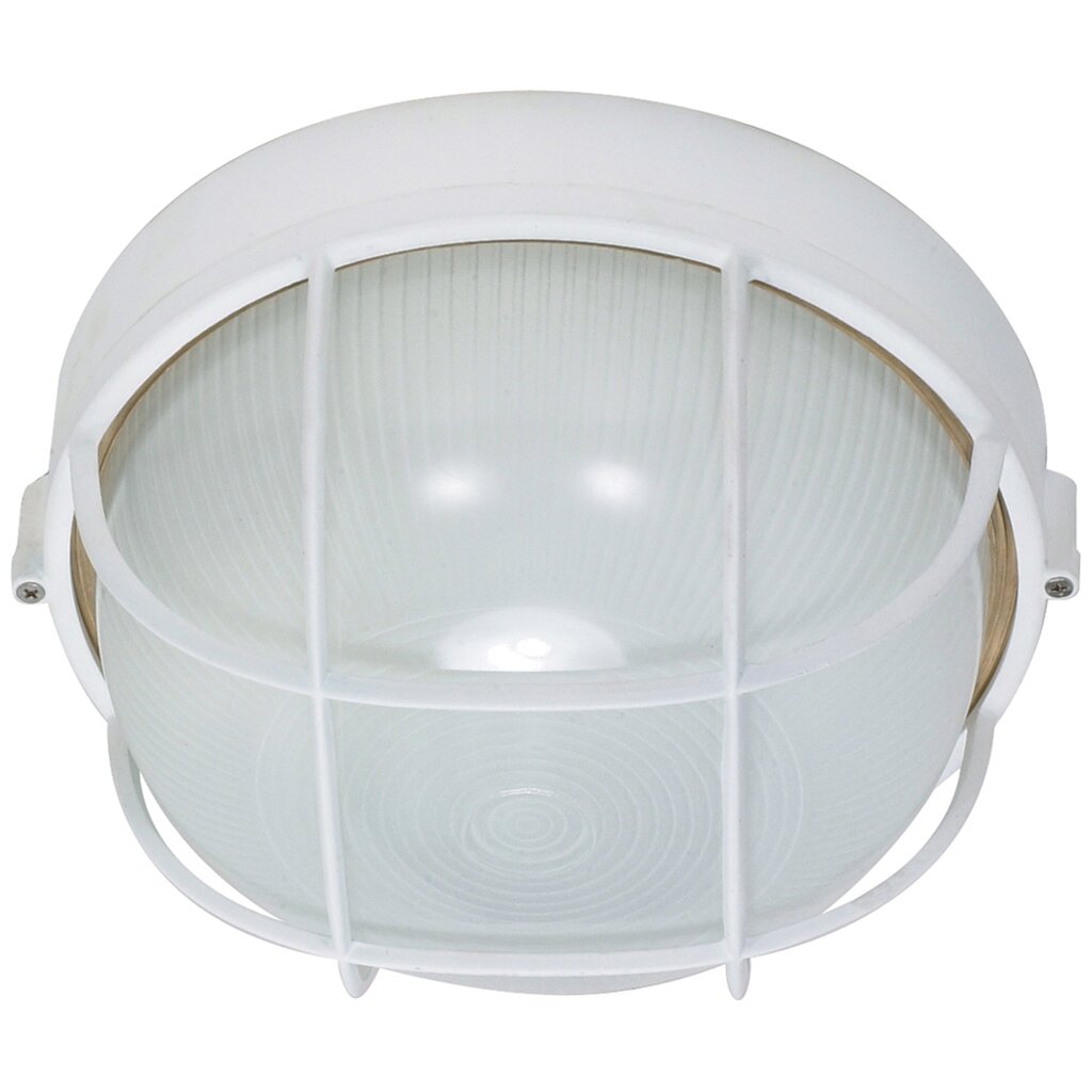Satco 60-518 Bulk Head Fixture 1 Light; 10 in.; Round Cage Die Cast