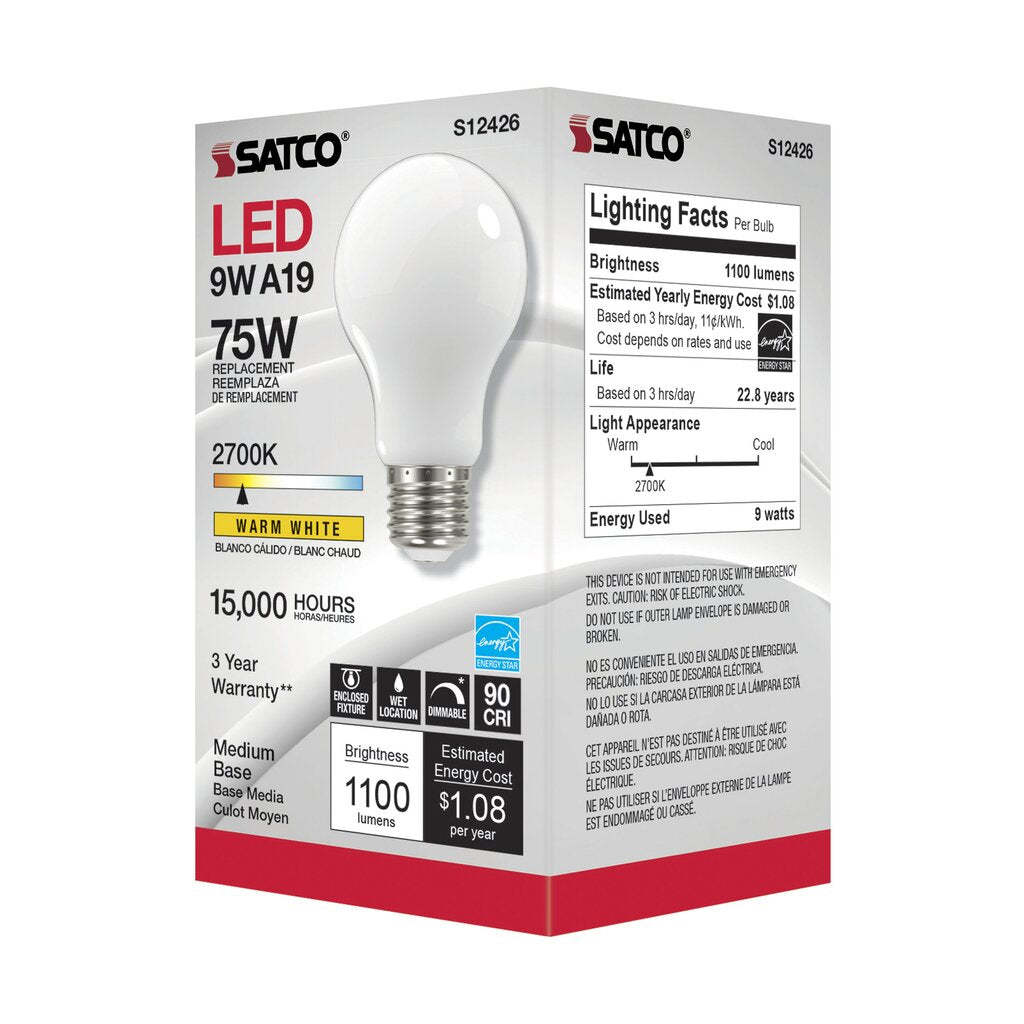 6 pack - Satco S12426 11W A19 LED Light Bulb