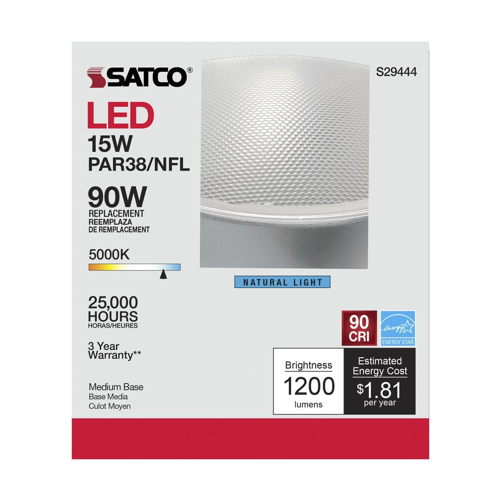 6 pack - Satco S29444 15W PAR38 LED Light Bulb