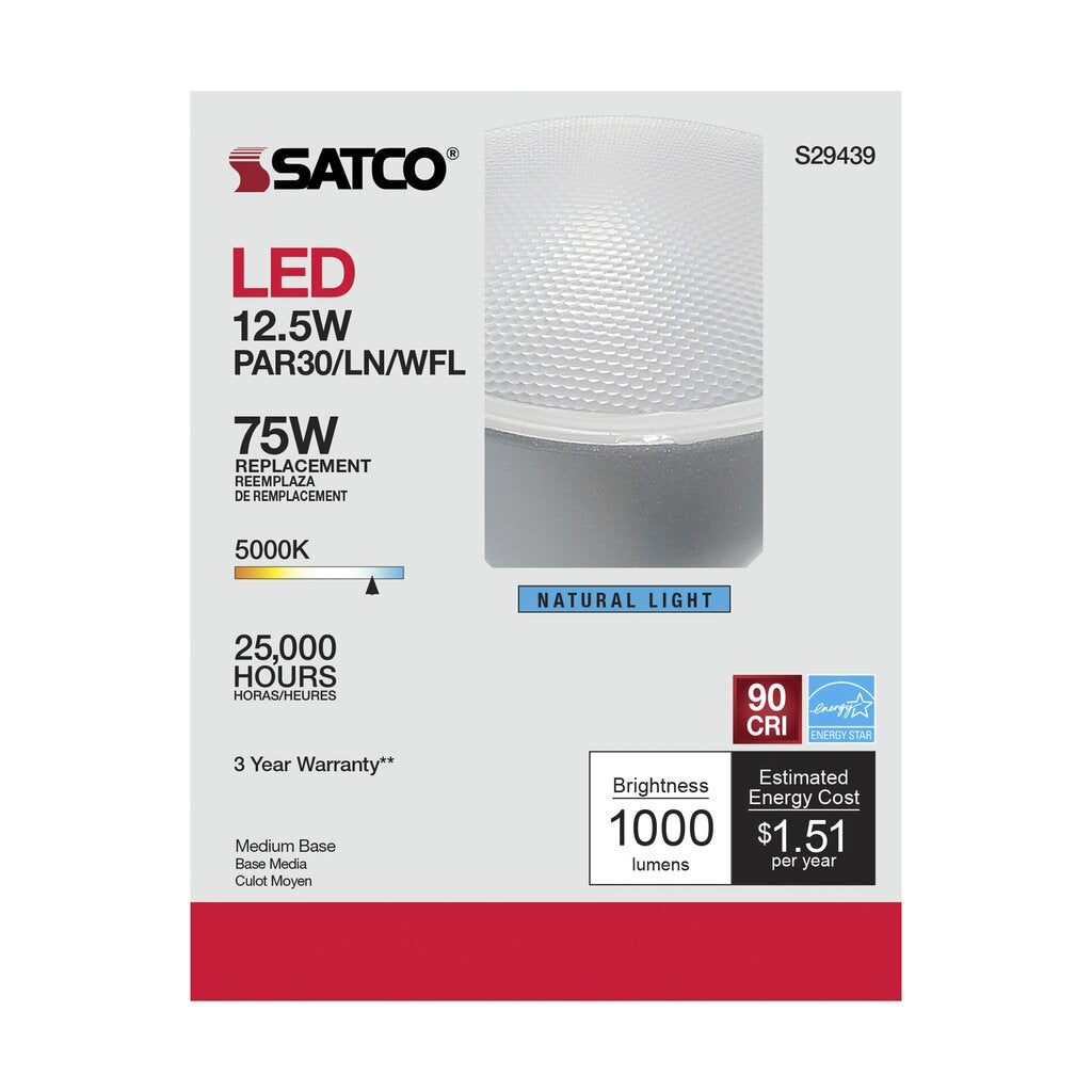 6 pack - Satco S29439 12.5W PAR30 Long LED Light Bulb