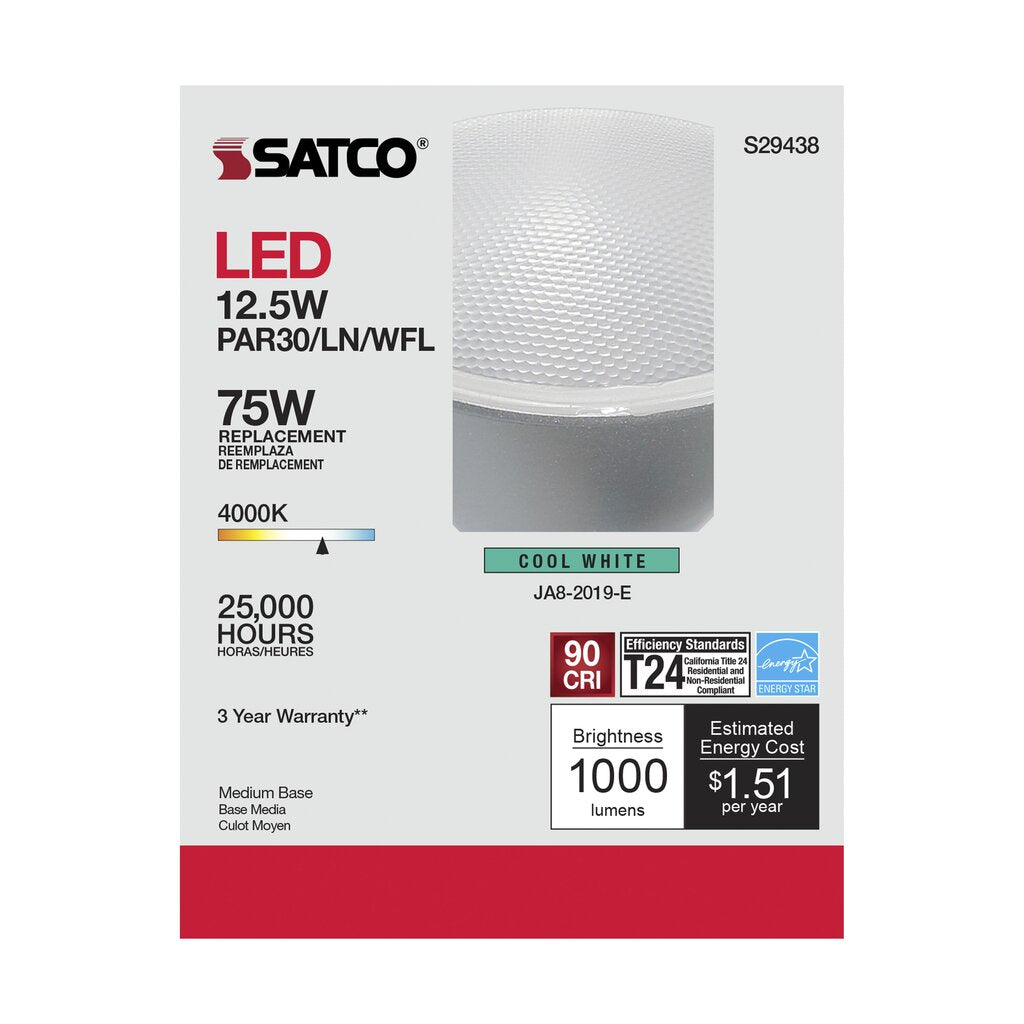 6 pack - Satco S29438 12.5W PAR30 Long LED Light Bulb