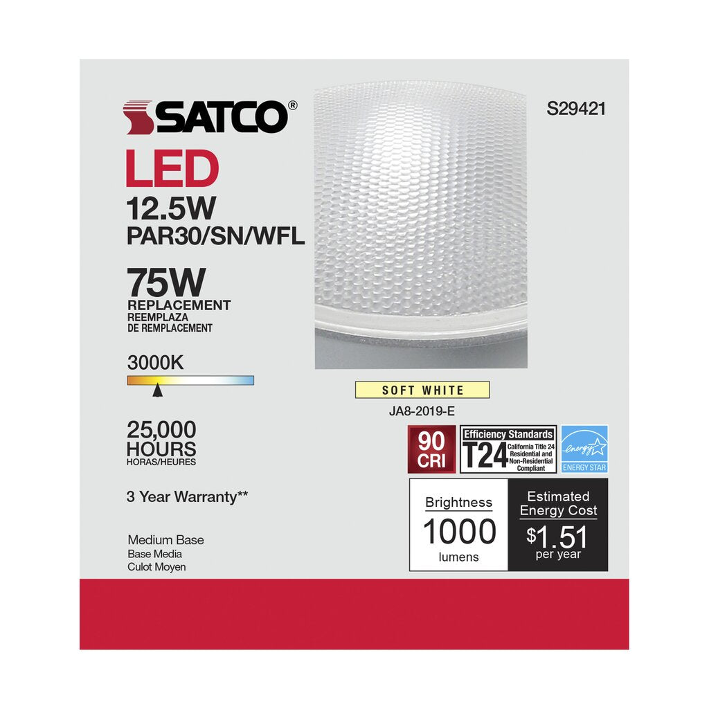 6 pack - Satco S29421 12.5W PAR30 Short LED Light Bulb