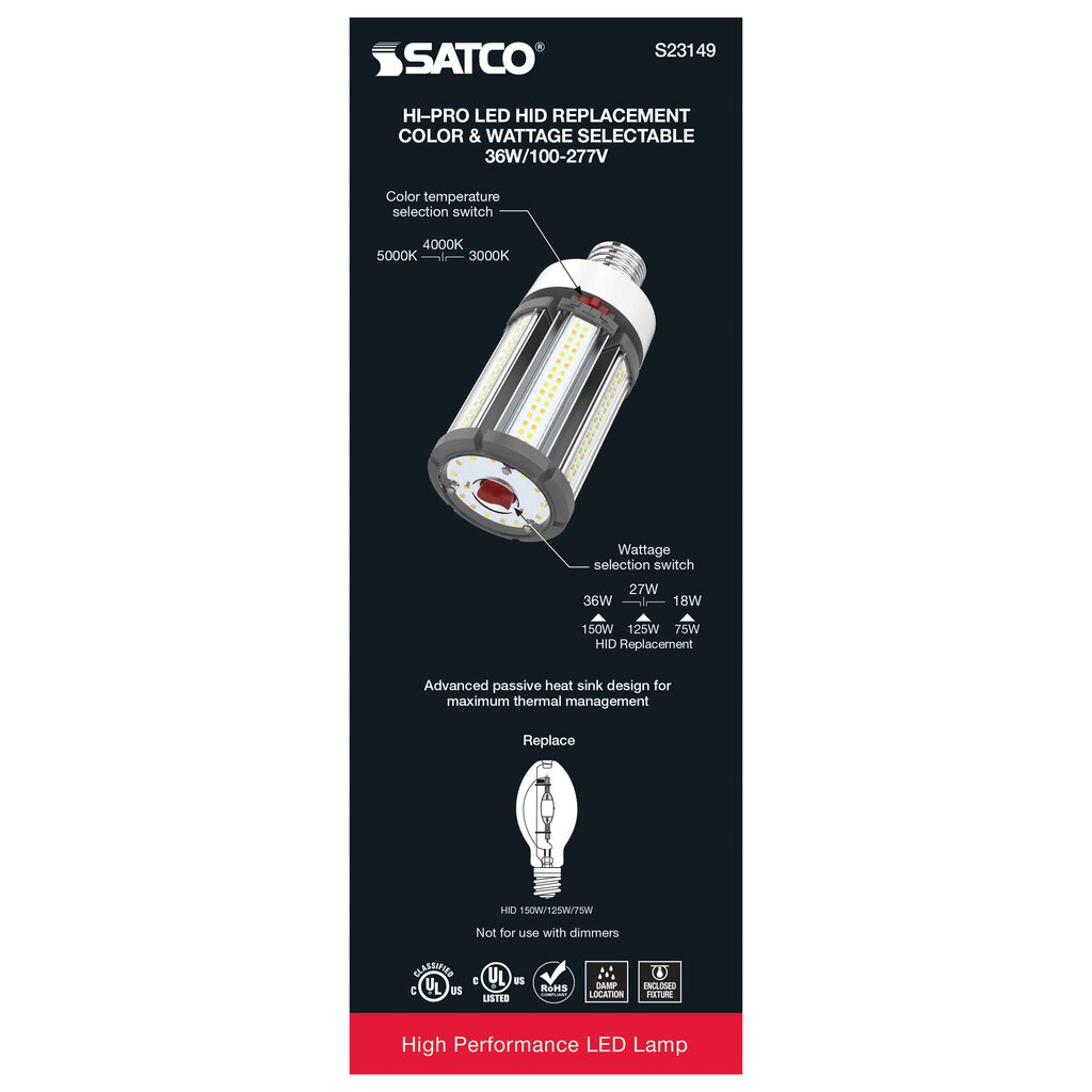 Satco S23149 18W/27W/36W LED Light Bulb