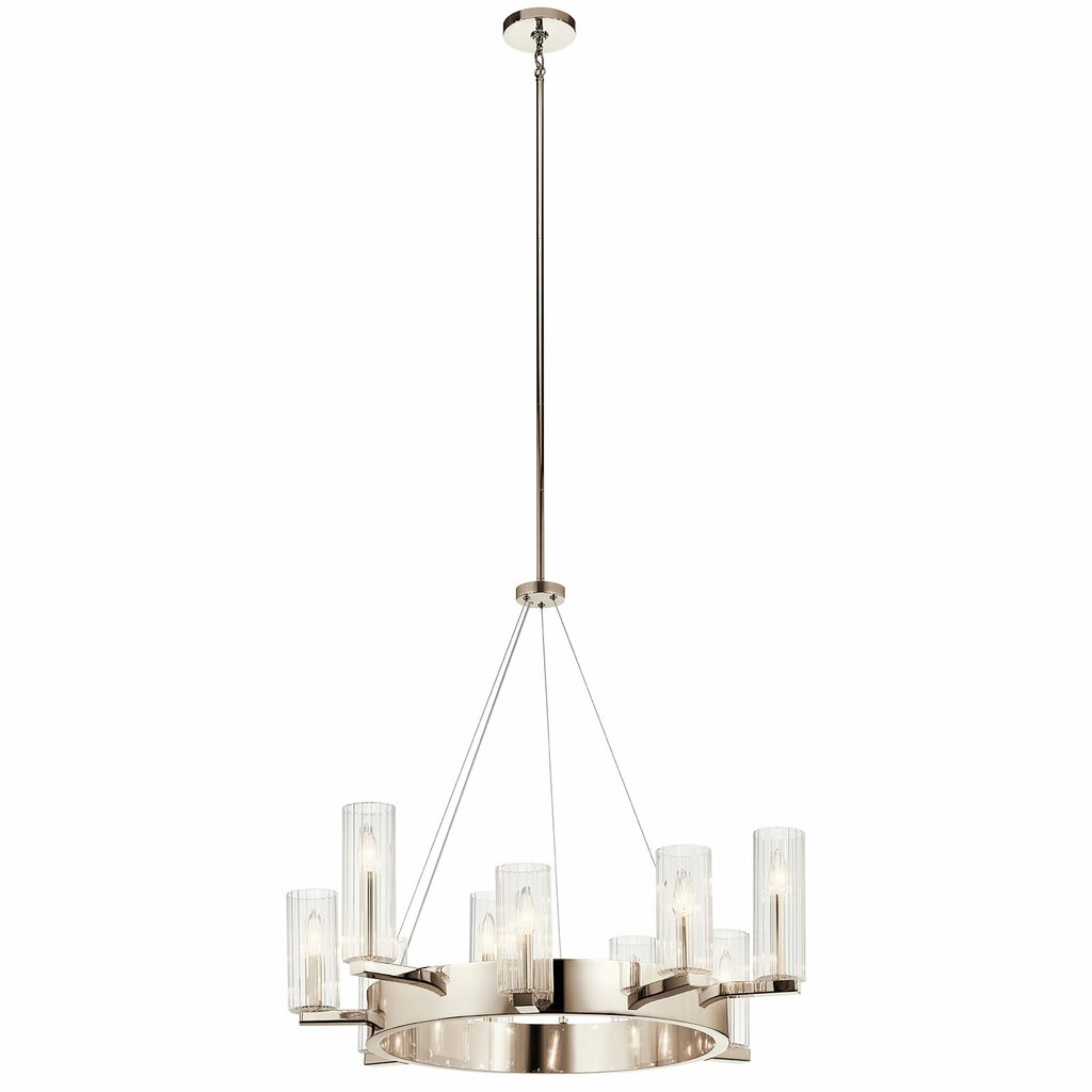 Kichler 44315PN Fixture The linear style of this 9 light chandelier in