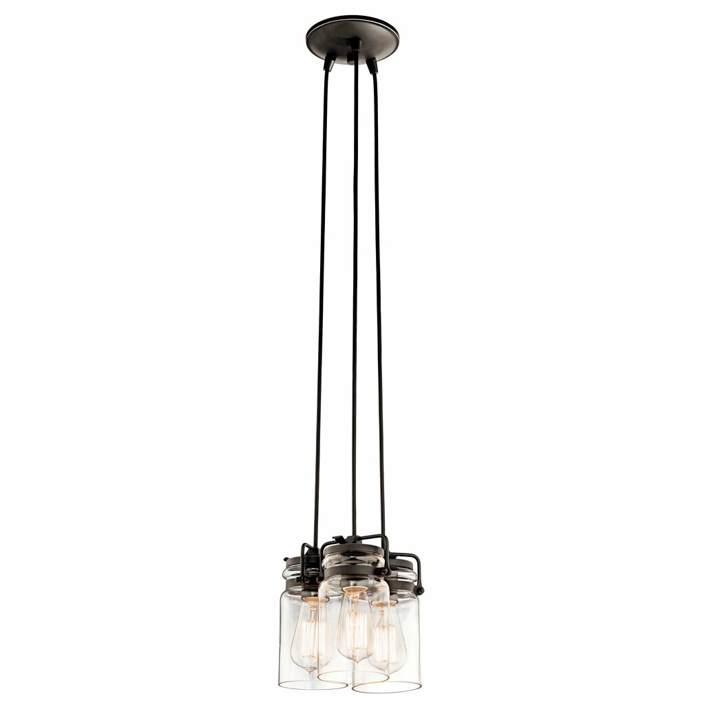 Kichler 42869OZ Fixture Brinley(TM) 7.75in. 3 light pendant features a