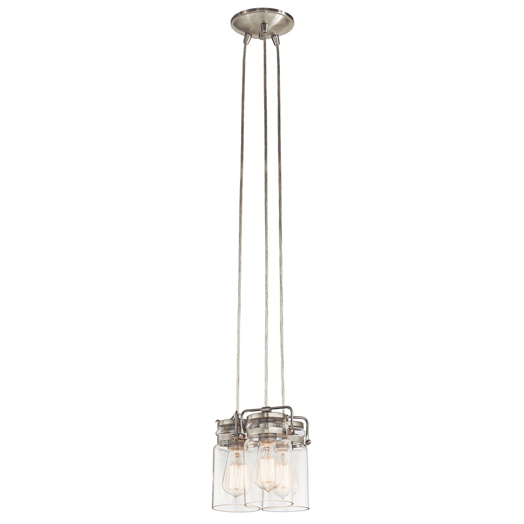 Kichler 42869NI Fixture Brinley(TM) 7.75in. 3 light pendant features a