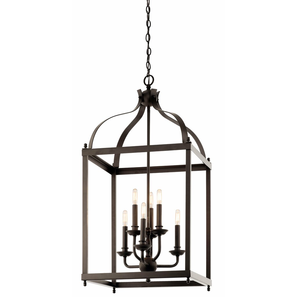 Kichler 42568OZ Fixture This 6 light foyer pendant cage from the
