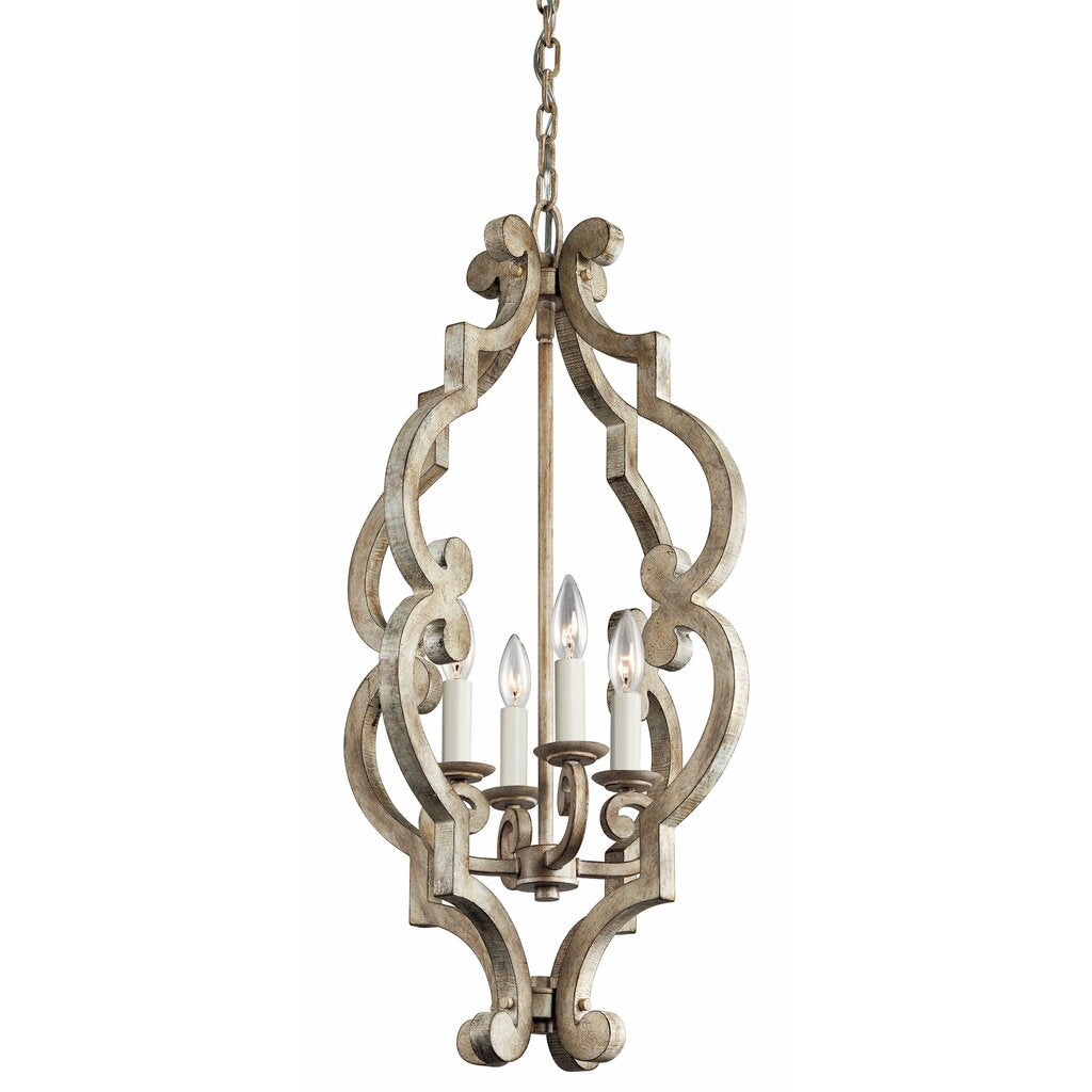 Kichler 43255DAW Fixture This delicate 4 light foyer chandelier from